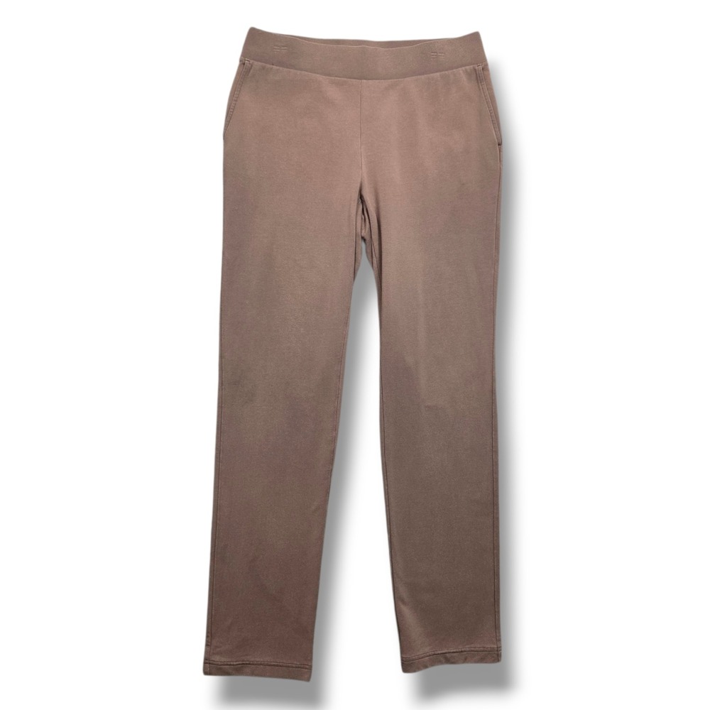 Pure Jill Affinity French Terry Slim Leg Pant Women Small Pockets Mid Rise Brown